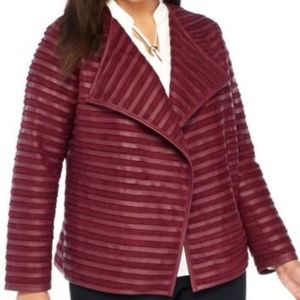 The Limited Faux Leather Suede Jacket 2X 3X Red